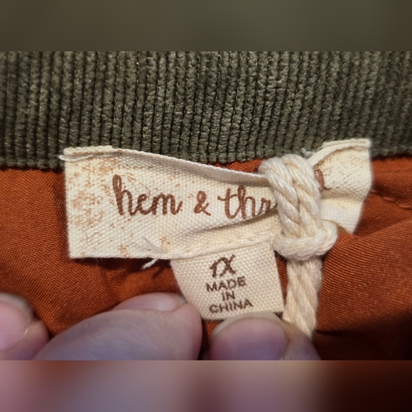 NWT Hem & Thread Plaid Quilted Shacket Coral Size 1X - Picture 6 of 8